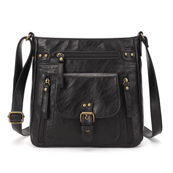 INF Stilig PU-skinn crossbody-veske for kvinner Sort