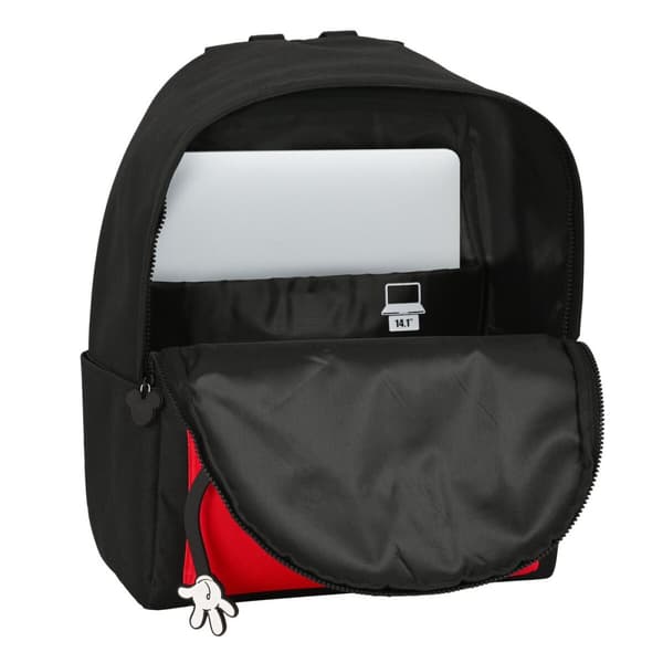 Laptop rygsæk Mickey Mouse Mood Sort Rød 31 x 40 x 16 cm
