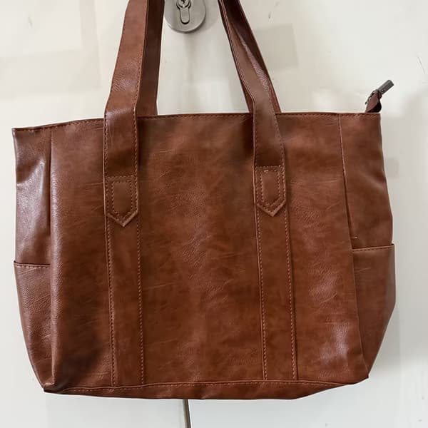 INF Snygg Brun PU Läder Tote Väska för Kvinnor - Mångsidig Design