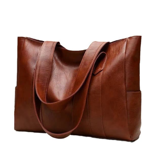 INF Snygg Brun PU Läder Tote Väska för Kvinnor - Mångsidig Design
