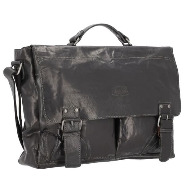 Pride and Soul Läderportfölj - Baggie - Laptopfack - Svart