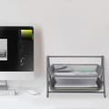 Miniatyrbild 2 av 5: Relaxdays Dokumentorganiser, 2 nivåer, metallkontorsorganiserare, HxLxP: 20,5 x 30 x 35,5 cm, nätutseende, silver