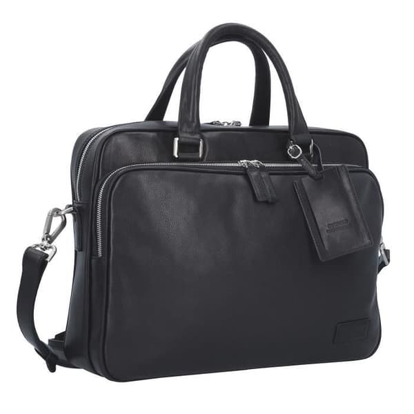 Läderportfölj 38 cm - PICARD - Autentisk - Laptopfack - Svart - Dam