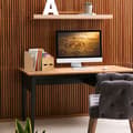 Miniatyrbild 5 av 6: Relaxdays Kontorsorganisatör, 2 lådor, 5 fack, dokumenthållare, H x B x D 29 x 37 x 25 cm, bambu, natur