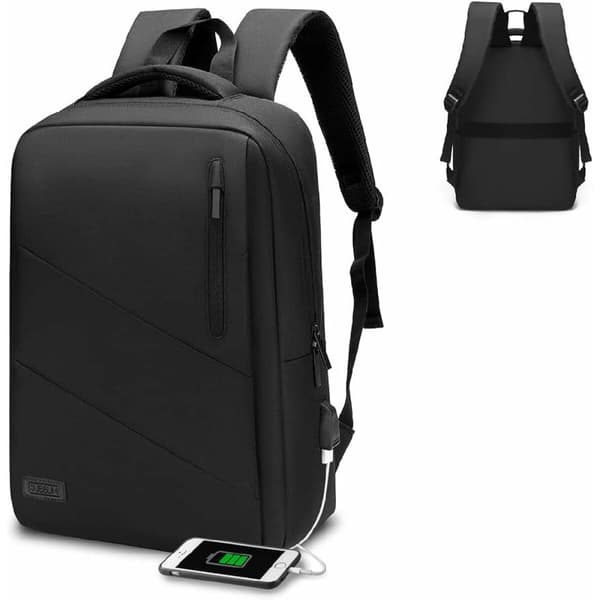 Rygsæk med powerbank og tablet og bærbar computer ruminddeling Subblim Oxford  Sort (1 enheder)