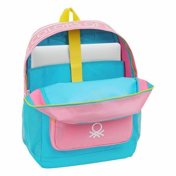 Laptopryggsäck Benetton Color Block 15,6'' Gul Rosa Turkos