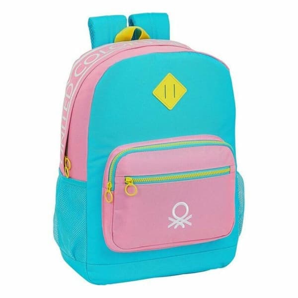 Laptopryggsäck Benetton Color Block 15,6'' Gul Rosa Turkos