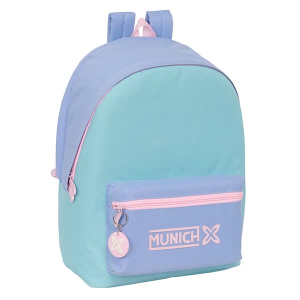 Ryggsäck för bärbar dator och surfplatta med USB uttag Munich Mellow Blå Rosa Celeste