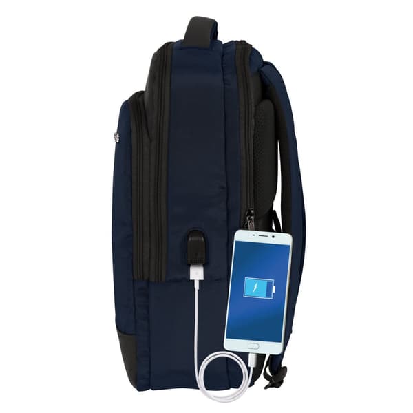 Rygsæk til bærbar computer og tablet med USB output Safta Business Mørkeblå (29 x 44 x 15 cm)