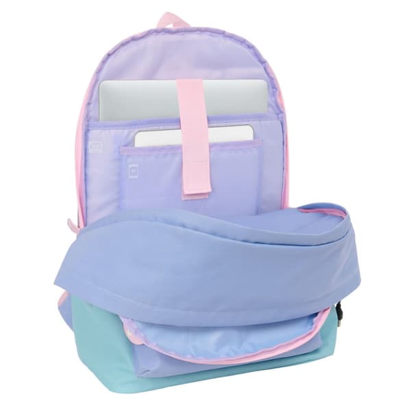 USB-liitännällä varustettu reppu kannettavalle tietokoneelle ja tabletille Munich Mellow Sininen Pinkki Celeste