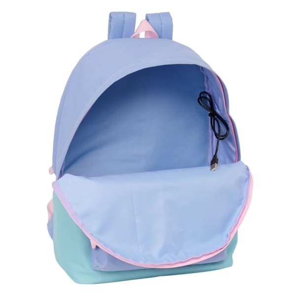 USB-liitännällä varustettu reppu kannettavalle tietokoneelle ja tabletille Munich Mellow Sininen Pinkki Celeste