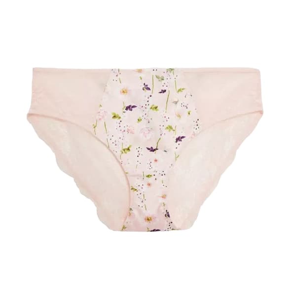 Gorgeous Womens/Ladies Floral Satin Midi Brief Pale Pink 16 UK