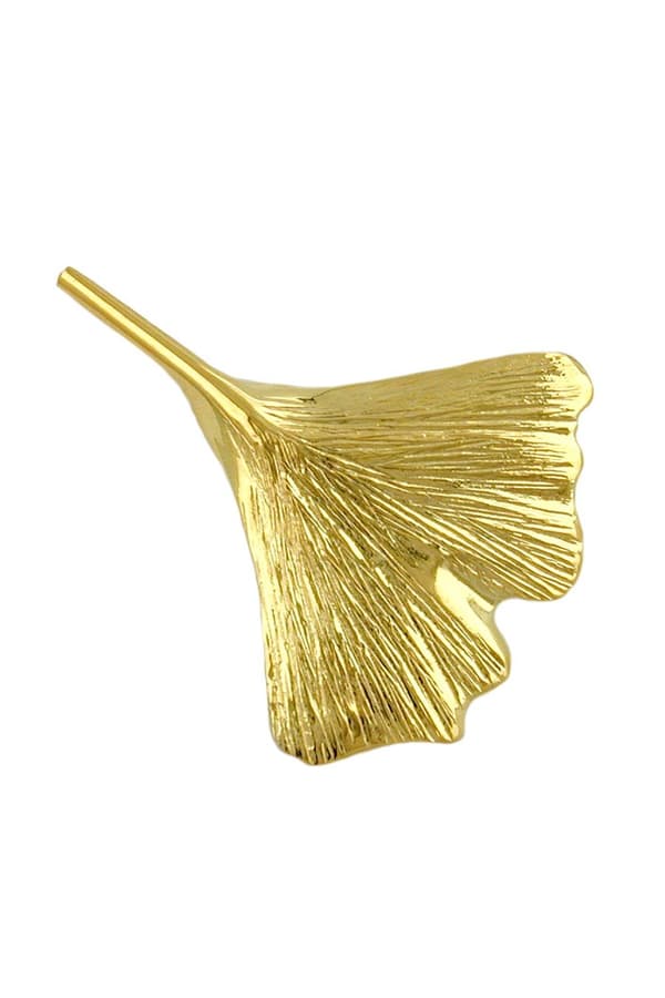 Brooch Ginkgo Leaf 30mm 9k Gold - GL430156