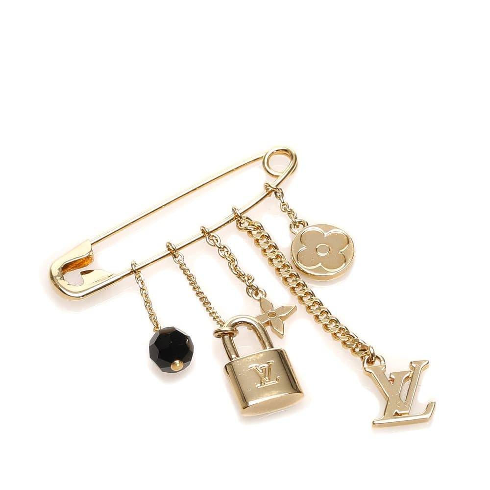 Louis Vuitton Monogram Charms Brooch Gold