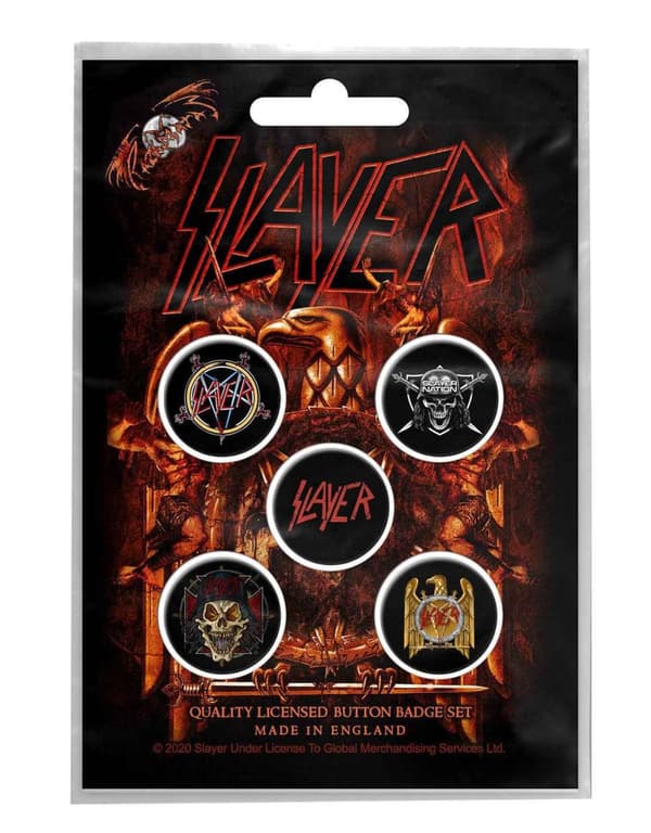 Slayer Badge Pack Eagle Band Logo Official  5 x Pin Button One Size