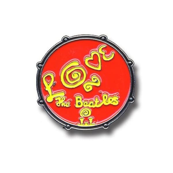 The Beatles Drum Love Logo Red Official Metal Pin Badge Taglia unica