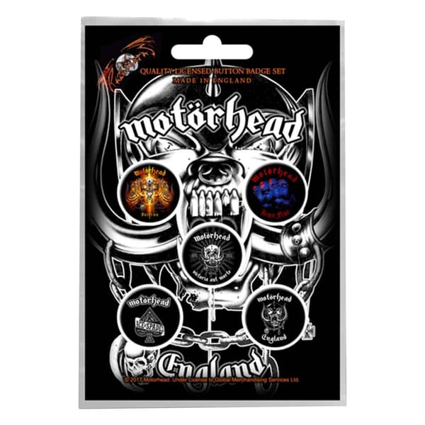 Motorhead badge pack England band logo albums Official 5 x Pin Button One Size