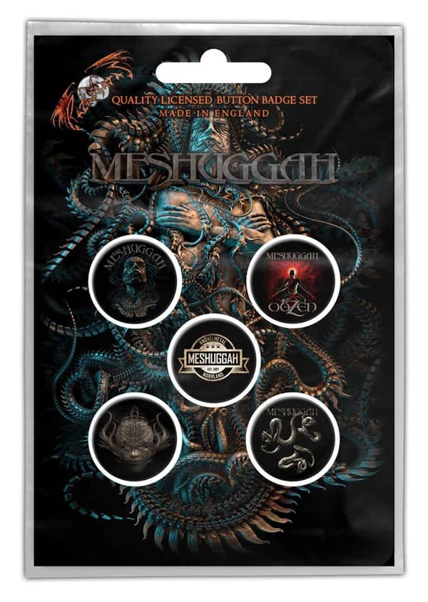 Meshuggah Badge Pack Vilent Sleep of Reason Band Logo Official 5 x Pin Button One Size