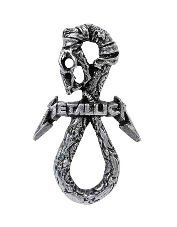 Metallica Badge Dont Tread on Me Band Logo 3D sculpted pewter Official clutch en storlek