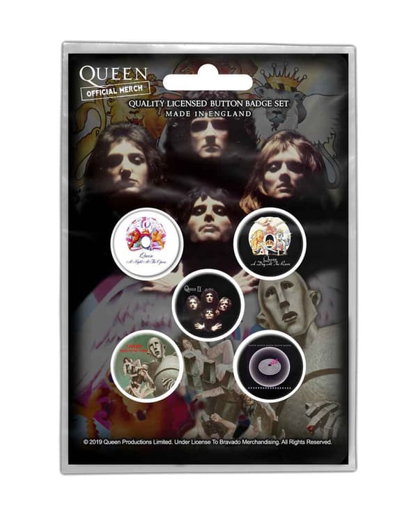 Queen Badge Pack Early Albums A day at the Races Band Logo Official 5 pack Taglia unica