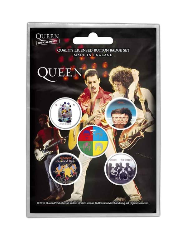 Queen Badge Pack Later Albums a kind of magic Band Logo Official 5 pack Taglia unica