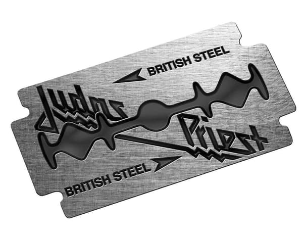 Judas Priest Pin Badge British Steel Razor Badge Logo Official Grey One Size