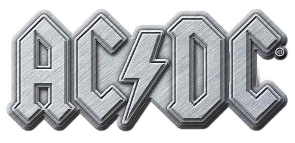 AC/DC Pin Badge classic Silver Band Logo Official Metal Lapel 3.5cm x 1.5cm Standard