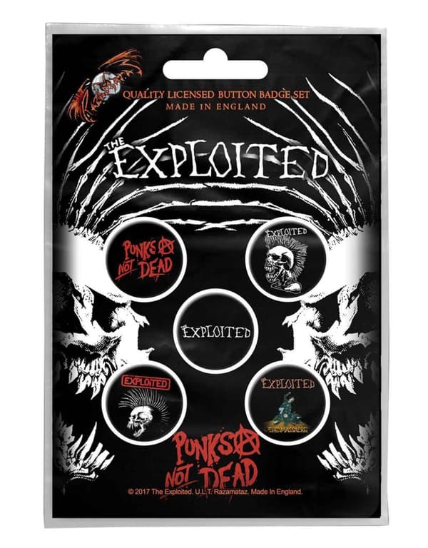 The Exploited Badge Pack Punks Not Dead Button Official 5 x Pin Button en storlek