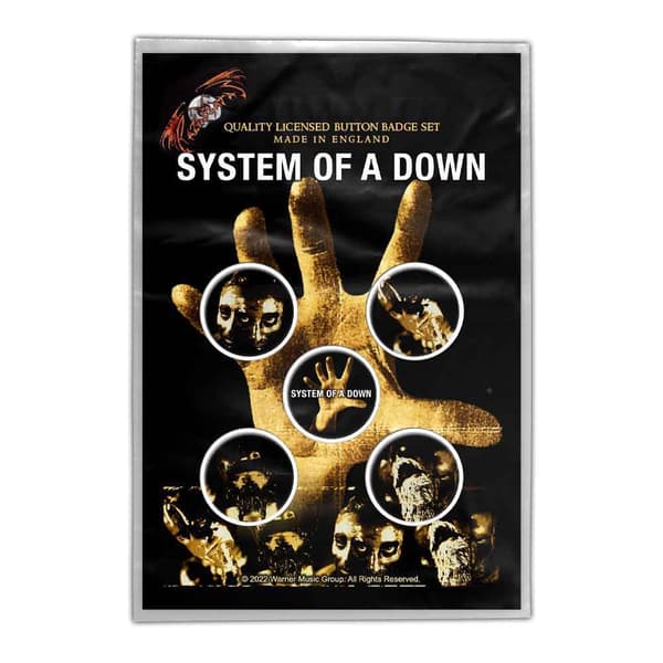 System Of Down Button Badge Pack Hand Logo Official 5 x Pin Button One Size