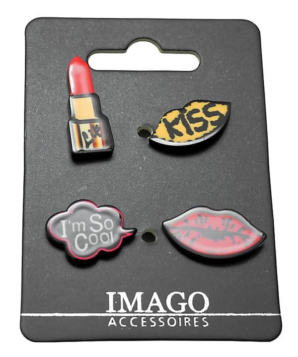 4 st Pins / Brosch / Knapp - Kiss, Cool, Läppstift & Mun