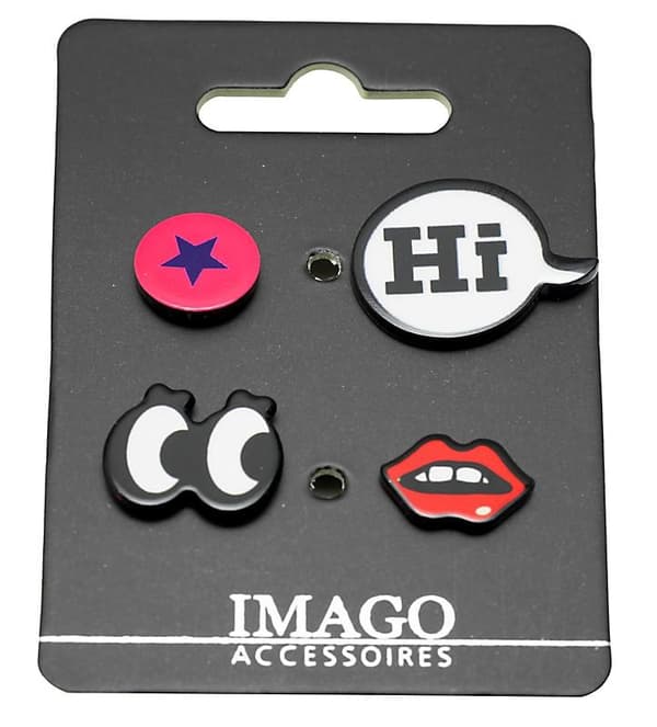 4 st Pins / Brosch / Knapp - Hi, Ögon, Stjärna & Mun