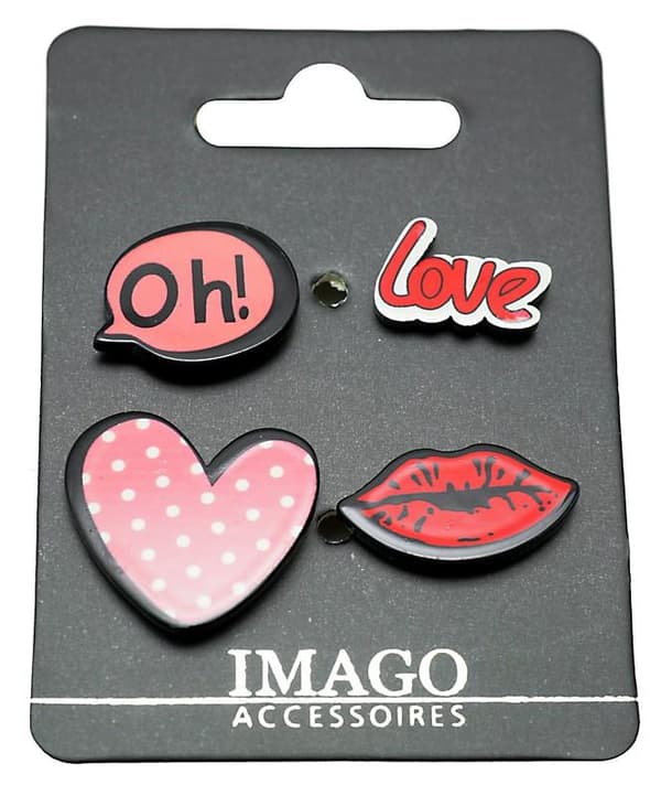 4 st Pins / Brosch / Knapp - Love, Oh, Hjärta & Läppar