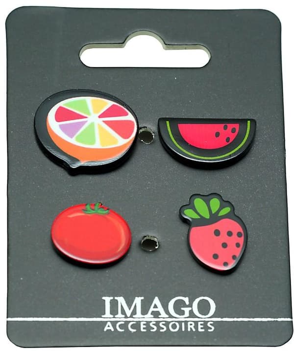 4 st Pins / Brosch / Knapp - Melon, Tomat, Apelsin & Jordgubbe