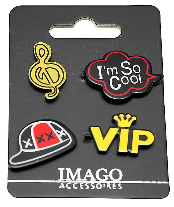 4 st Pins / Brosch / Knapp - Keps, Cool, VIP & Klav