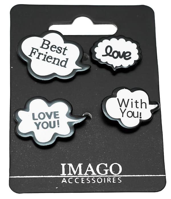 4 st Pins /Brosch /Knapp -Best Friend, With You, Love & Love You