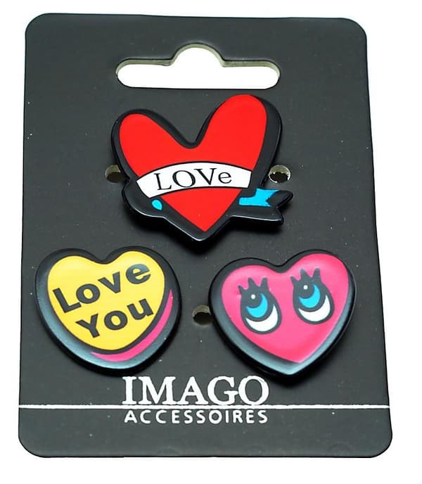 3 st Pins / Brosch / Knapp - Love, Love you & Hjärta