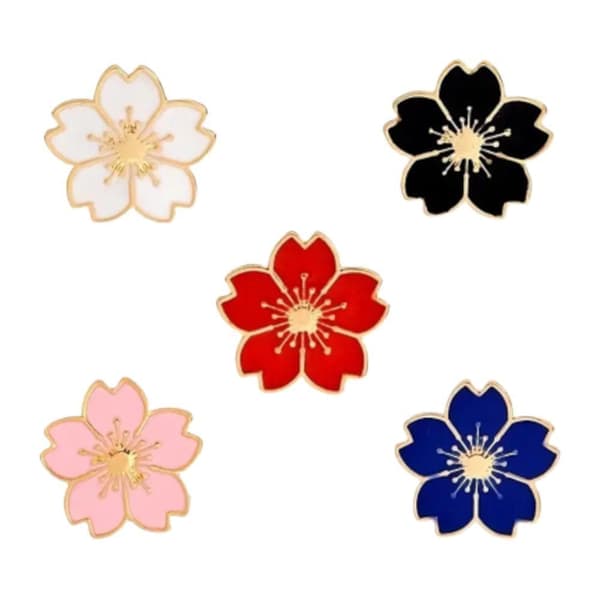 Brosje - Nål - Blomst - Svart