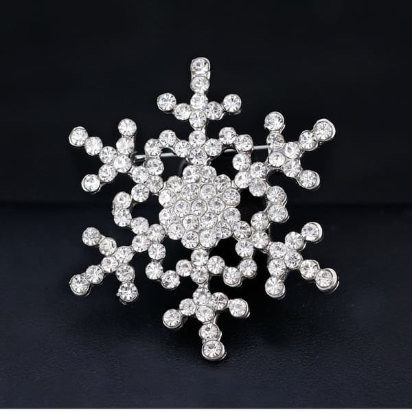 Brosch till Jul i Silver Färg - Snöflinga med kristaller