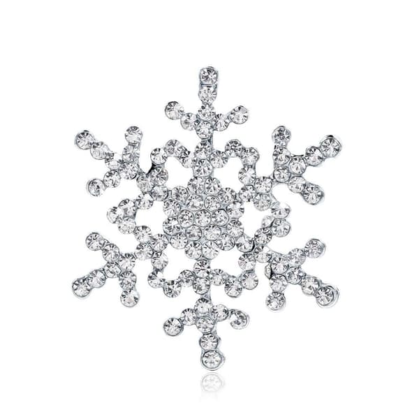 Brosch till Jul i Silver Färg - Snöflinga med kristaller