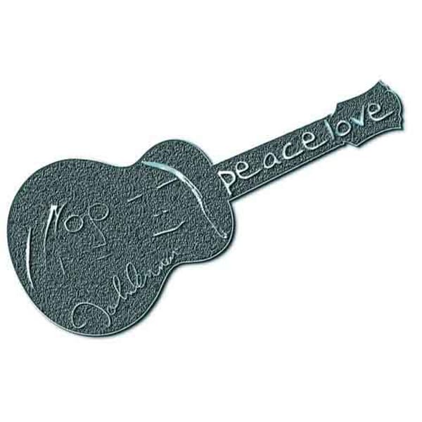 John Lennon Peace & Love Guitar Hi Chrome Metal Pin Badge One Size