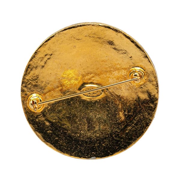 Pre-owned Chanel CC Round Brooch Gold