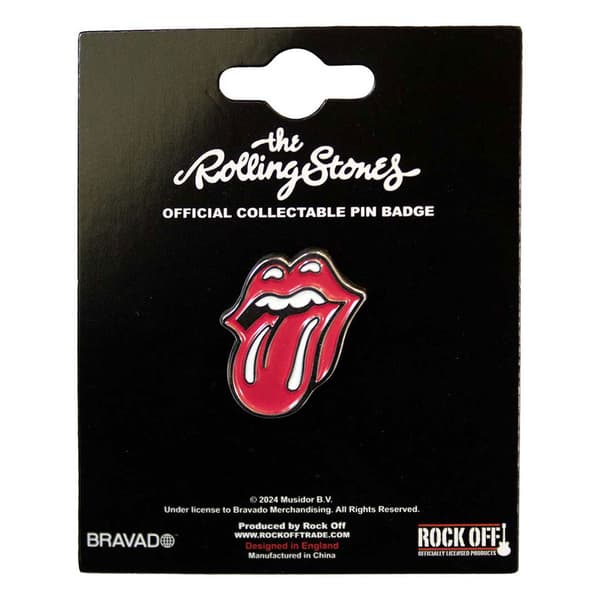 The Rolling Stones Classic Tongue Silver Outline Pin Badge One Size