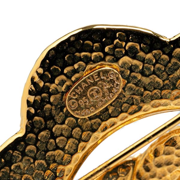Pre-owned Chanel Gold Plated Faux Pearl CC Brooch Gold