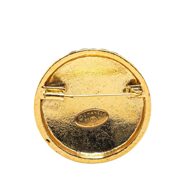 Pre-owned Chanel Gold Plated CC Quilted Brooch Gold