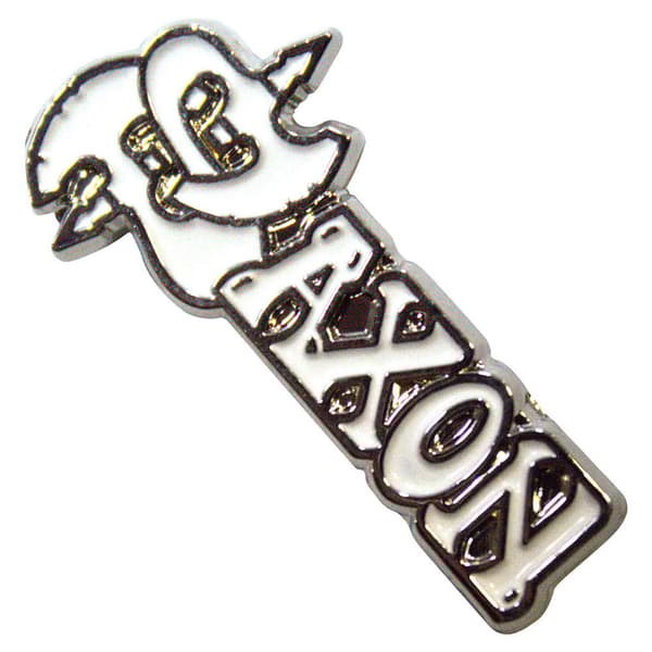 Saxon White Band Logo Pin Badge One Size