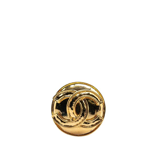 Pre-owned Chanel Gold Plated CC Round Brooch Gold
