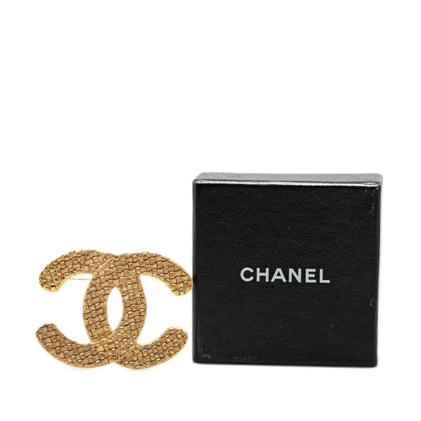 Pre-owned Chanel Gold Plated CC Brooch Gold