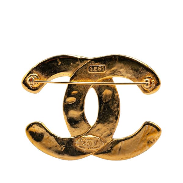 Pre-owned Chanel Gold Plated CC Brooch Gold