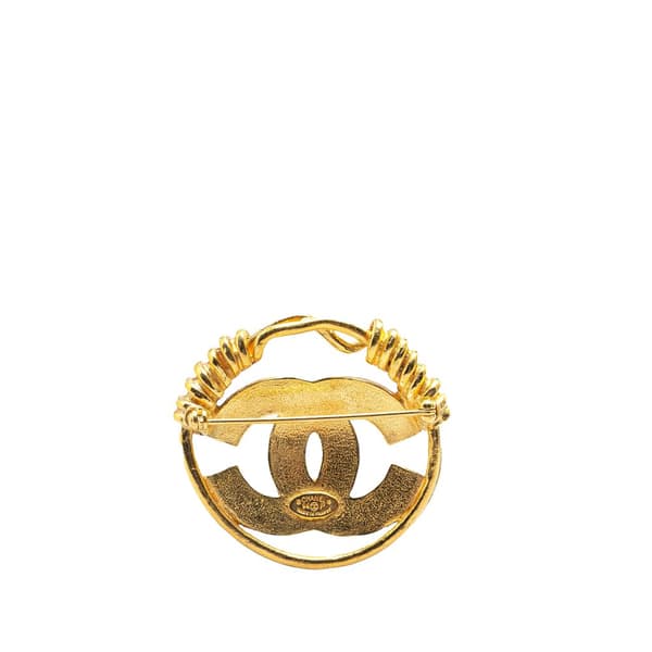 Pre-owned Chanel Gold Plated CC Brooch Gold