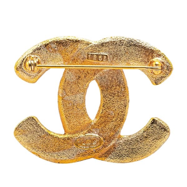 Pre-owned Chanel Gold Plated CC Brooch Gold
